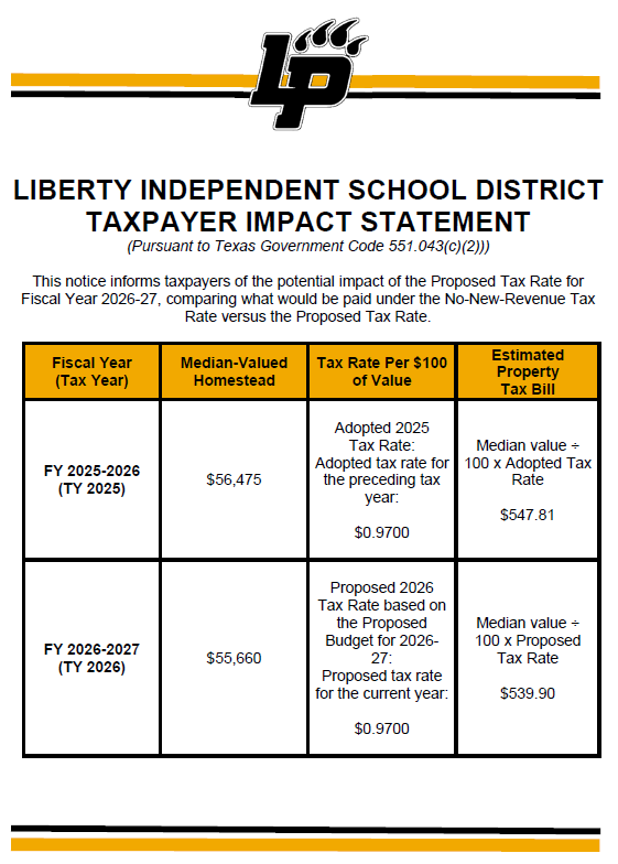 2026 Taxpayer Impact Statement